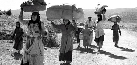 Große Vertreibung. Araber fliehen beim Eintreffen israelischer S...